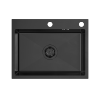 QUADRON LUKE 110 WORKSTATION zlewozmywak black metal (58x45x20) z syfonem 1-komorowy b/o + Qmata + Wkładka + Dozownik + Deska ZH5845PVDBLM